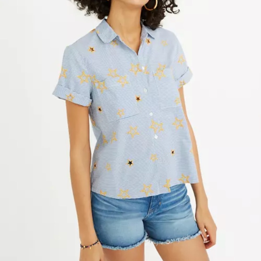 Madewell Small Embroidered Star Striped Shirt